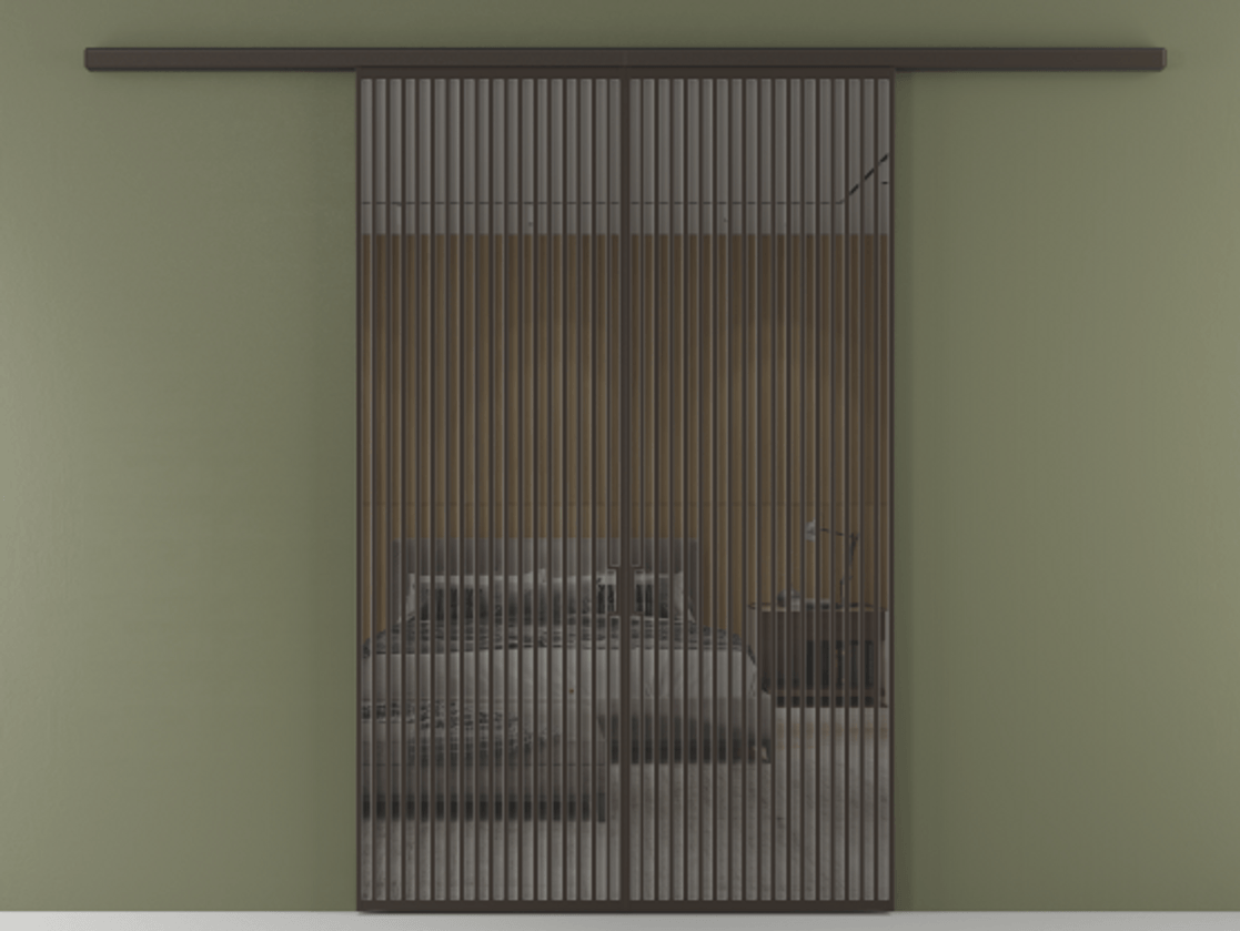 Перегородка Formato вдоль стены 2 створки АЛПР 040.06 Алюминий антрацит Рефлективное серое стекло "Stopsol", калёное Цена 90335000 so'm | Volhovec