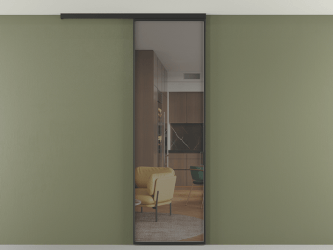 Перегородка Formato вдоль стены на потолок одностворчатая #VENDORCODE# #FURNISH# #GLASS# Цена #PRICE# #CURRENCY# | Volhovec