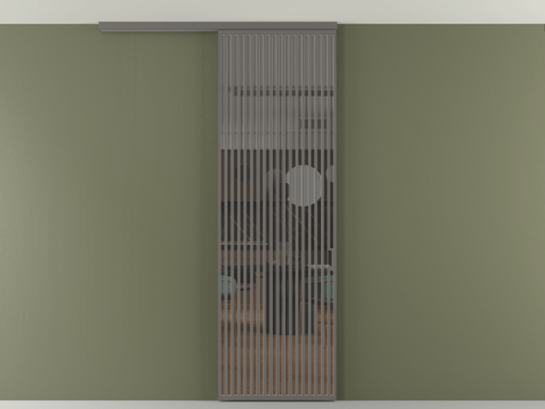 Перегородка Формато вдоль стены на потолок 1 створка АЛПР 040.06 Алюминий классический серый Прозрачное серое стекло, триплекс Цена 38007280 so'm | Volhovec