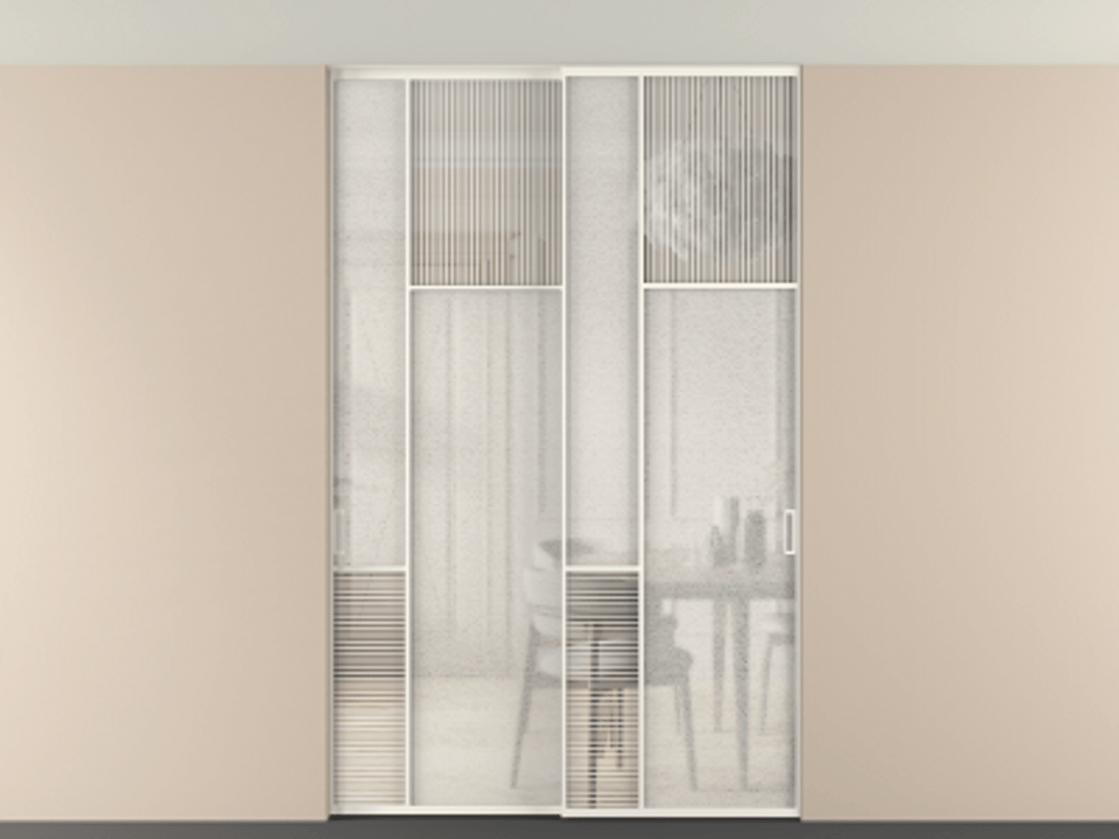 Перегородка Мозаик внутри проёма скрытое крепление в потолок 2 створки АЛПР 041.11 Алюминий пудровый белый Рифлёное стекло "Дюна", триплекс, 6 мм + Фактурное стекло "Лёд", триплекс. Цена 69137740 so'm . Фабрика дверей Волховец 8 (800) 551 43 19 Перегородка Мозаик внутри проёма скрытое крепление в потолок 2 створки АЛПР 041.11 Алюминий пудровый белый Рифлёное стекло "Дюна", триплекс, 6 мм + Фактурное стекло "Лёд", триплекс Цена 69137740 so'm | Volhovec