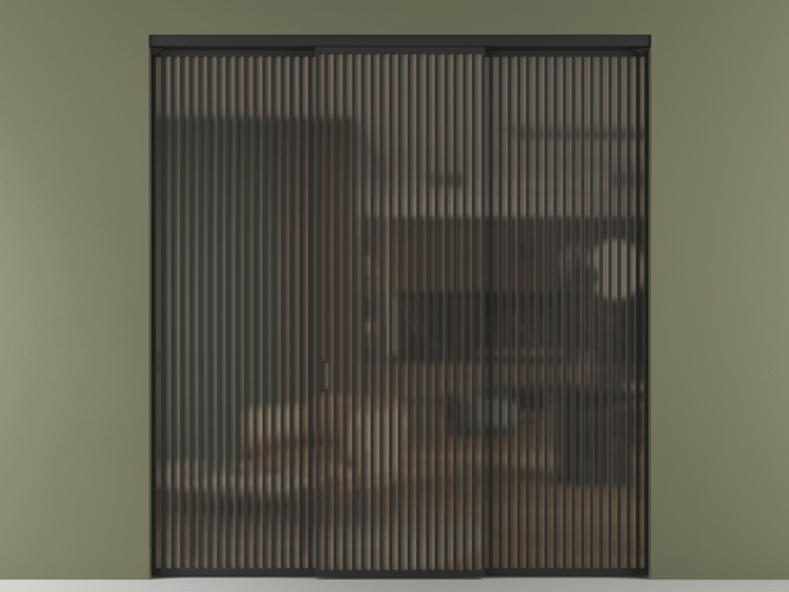 Перегородка Formato внутри проёма 3 створки АЛПР 040.06 Алюминий Черный Сатинированное бронзовое стекло, триплекс Цена 437900 ₽ | Volhovec