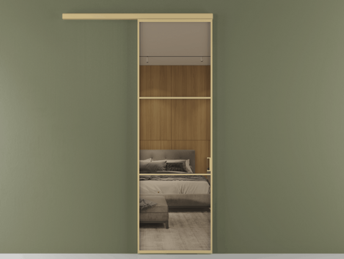 Перегородка Формато вдоль стены 1 створка АЛПР 040.03 Золотой Рефлективное бронзовое стекло "Стопсол", калёное Цена 24036220 so'm  | Volhovec