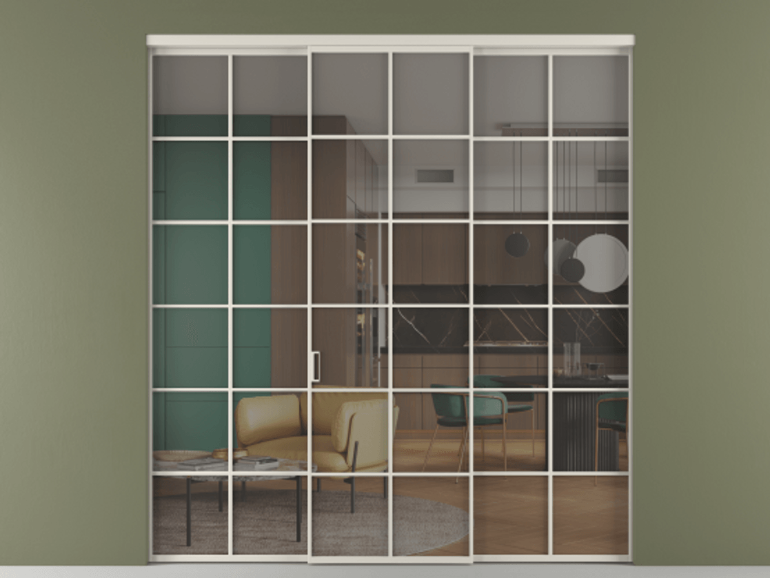 Перегородка Formato внутри проёма 3 створки АЛПР 040.05 Алюминий облачно-серый Прозрачное серое стекло, триплекс Цена 51729480 so'm | Volhovec