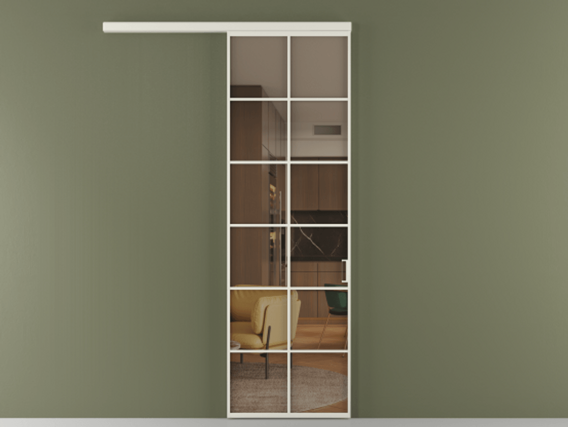 Перегородка Formato вдоль стены 1 створка АЛПР 040.05 Алюминий Белый Прозрачное бронзовое стекло, триплекс Цена 21887460 so'm  | Volhovec