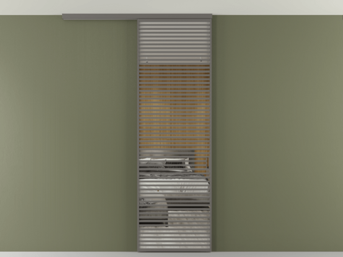 Перегородка Формато вдоль стены на потолок 1 створка АЛПР 040.07 Алюминий классический серый Двустороннее зеркало, триплекс , триплекс 6 мм Цена 38007280 so'm | Volhovec