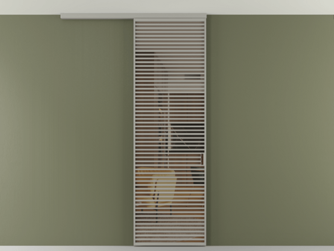 Перегородка Формато вдоль стены на потолок 1 створка АЛПР 040.07 Алюминий нейтральный серый Прозрачное бронзовое стекло, триплекс Цена 38007280 so'm | Volhovec