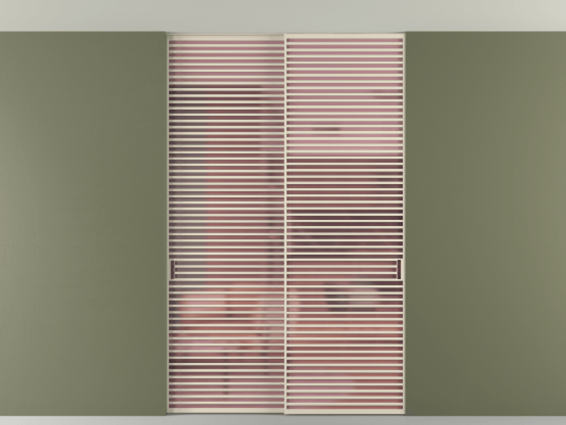 Перегородка Formato внутри проёма скрытое крепление в потолок 2 створки АЛПР 040.07 Алюминий бежево-серый Сатинированное розовое стекло, триплекс Цена 87078010 so'm | Volhovec