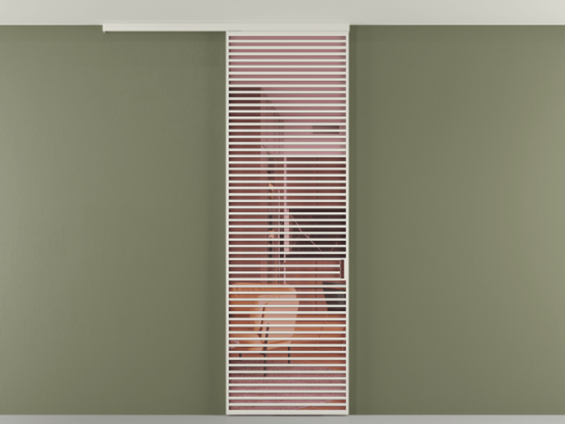 Перегородка Формато вдоль стены на потолок 1 створка АЛПР 040.07 Алюминий Белый Прозрачное розовое стекло, триплекс Цена 34542480 so'm | Volhovec