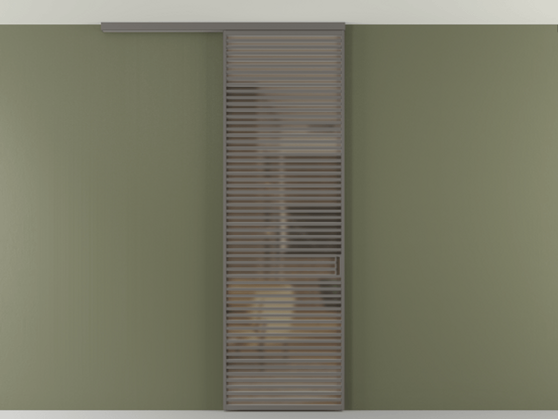 Перегородка Формато вдоль стены на потолок 1 створка АЛПР 040.07 Алюминий классический серый Сатинированное бронзовое стекло, триплекс Цена 38007280 so'm | Volhovec