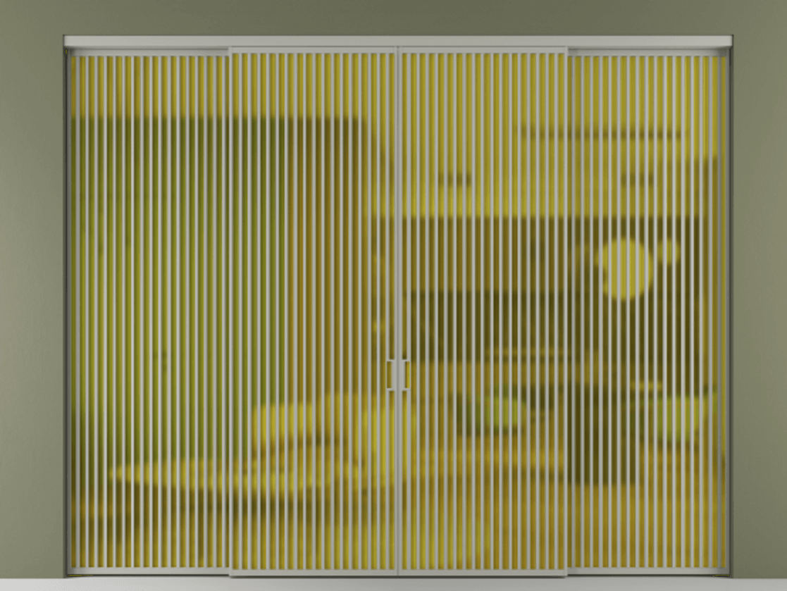 Перегородка Formato внутри проёма 4 створки АЛПР 040.06 Алюминий нейтральный серый Сатинированное жёлтое стекло, триплекс Цена 132096160 so'm  | Volhovec