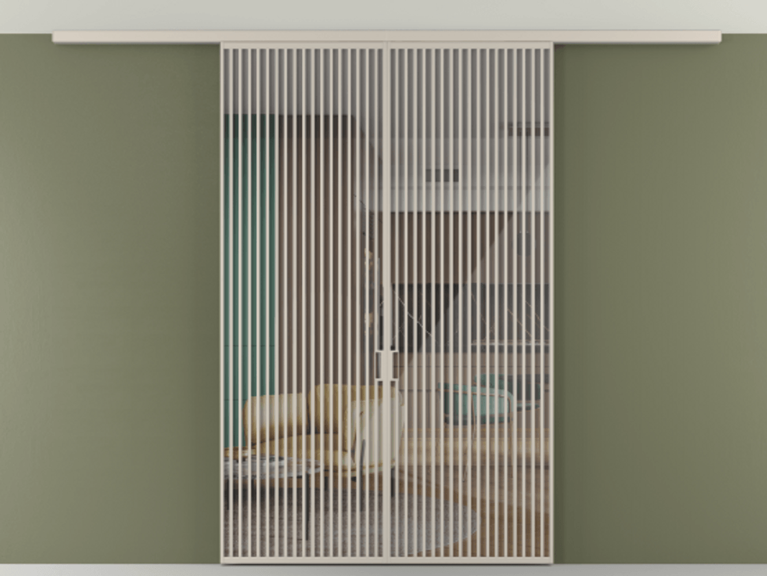 Перегородка Формато вдоль стены на потолок 2 створки АЛПР 040.06 Алюминий светло-бежевый Рефлективное прозрачное стекло "Стопсол", калёное Цена 77171670 so'm | Volhovec