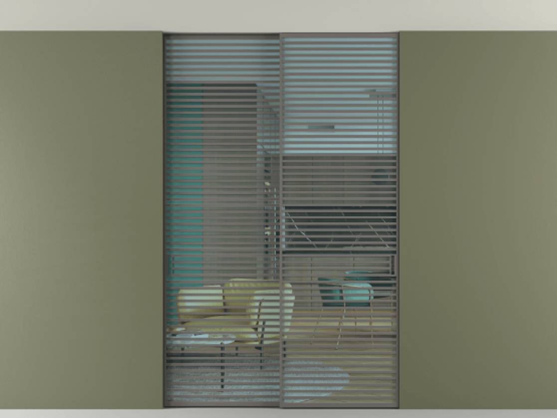 Перегородка Formato внутри проёма скрытое крепление в потолок 2 створки АЛПР 040.07 Алюминий классический серый Прозрачное голубое стекло, триплекс Цена 83212750 so'm | Volhovec