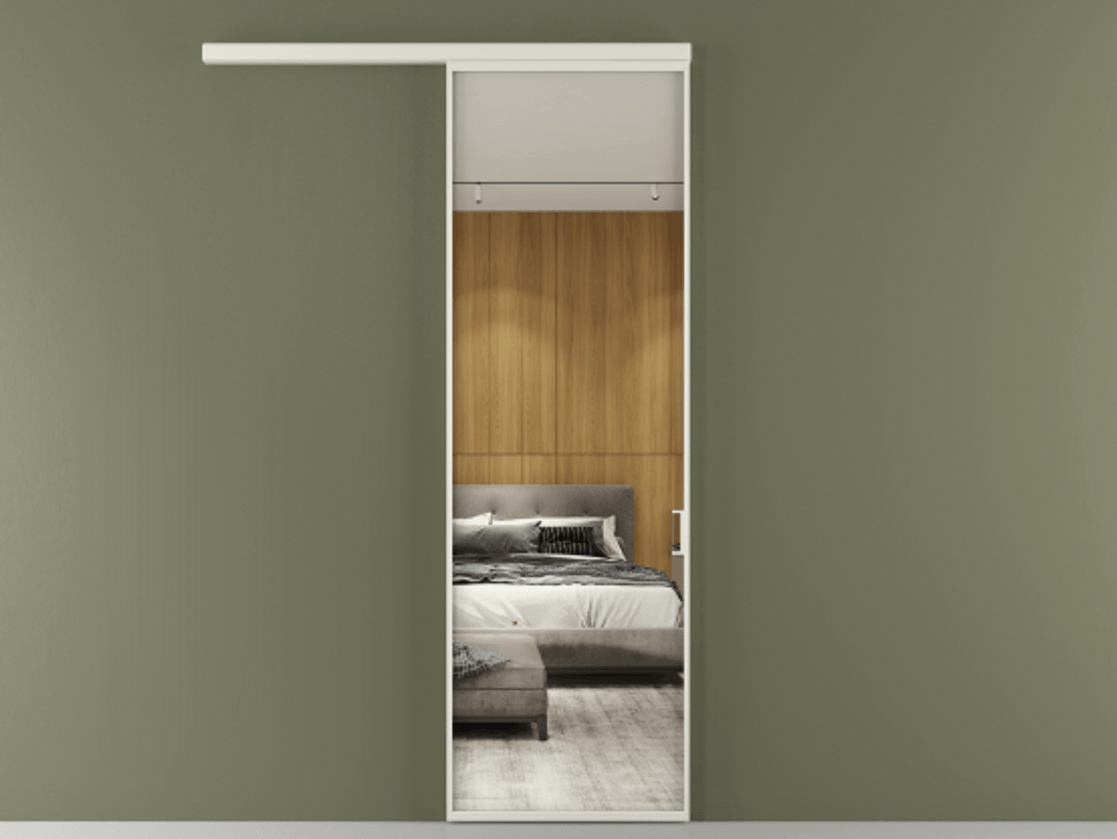 Перегородка Formato вдоль стены 1 створка АЛПР 040.01 Алюминий Белый Двустороннее зеркало, триплекс , триплекс 6 мм Цена 22533000 so'm  | Volhovec