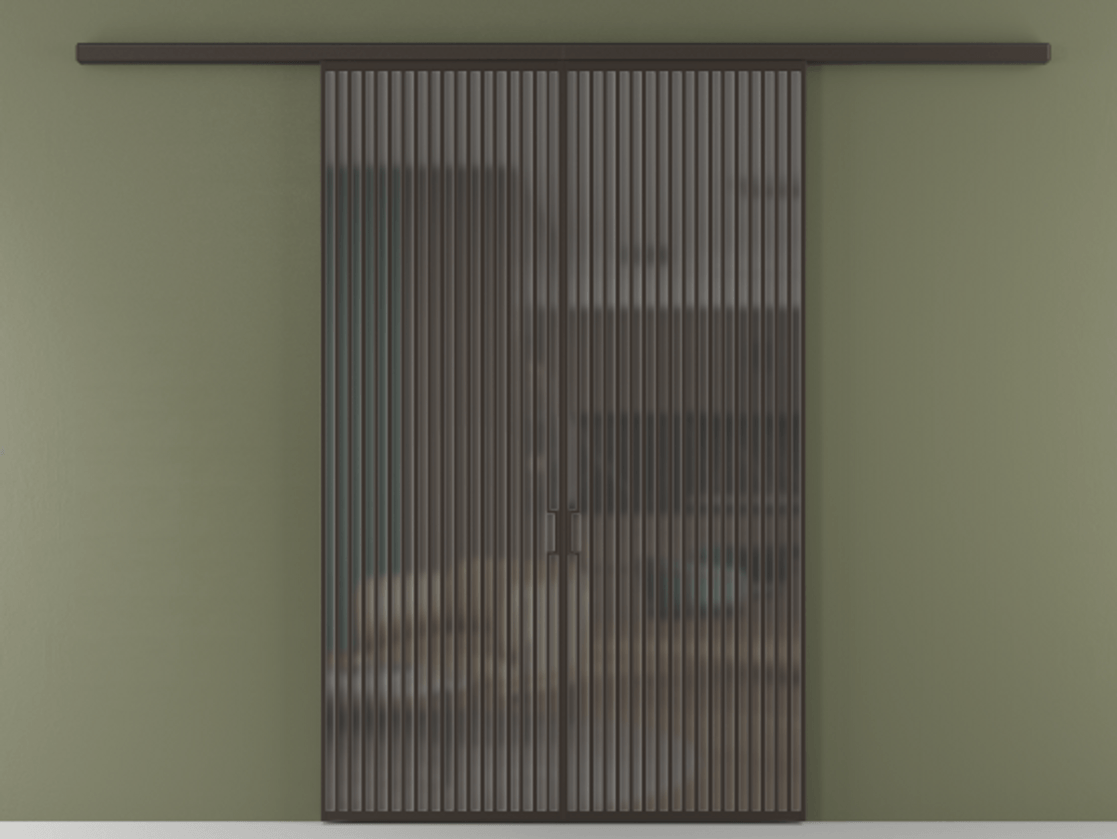 Перегородка Formato вдоль стены 2 створки АЛПР 040.06 Алюминий антрацит Сатинированное серое стекло, триплекс Цена 87087000 so'm | Volhovec