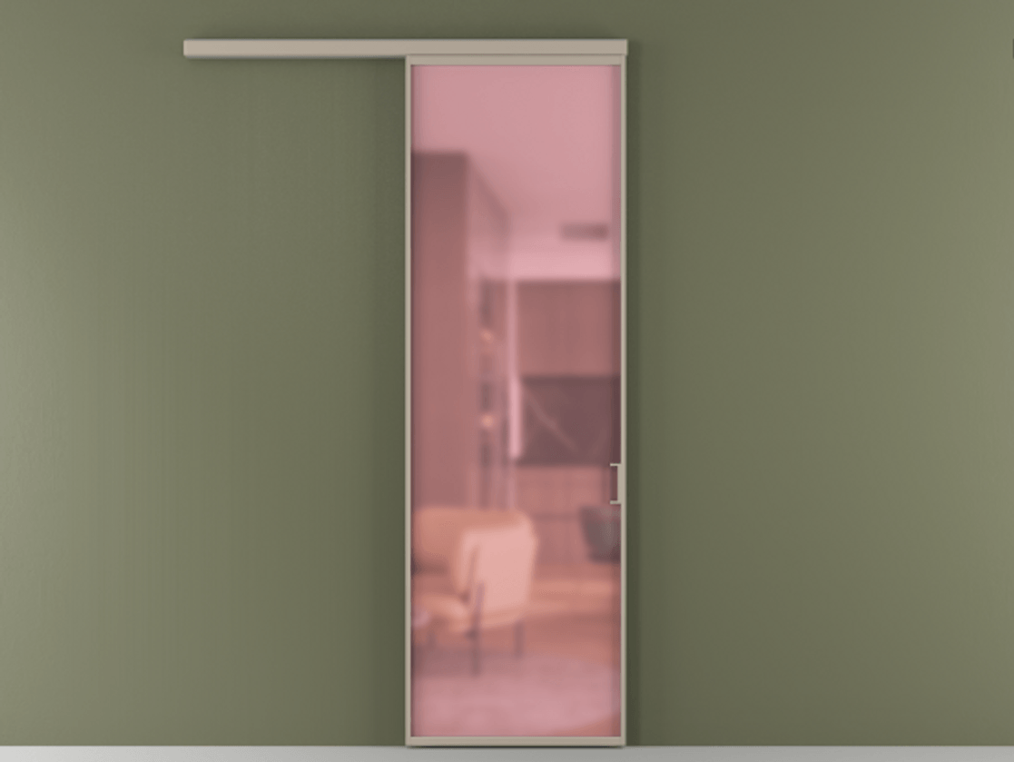 Перегородка Formato вдоль стены 1 створка АЛПР 040.01 Алюминий бисквитный Сатинированное розовое стекло, триплекс Цена 20657280 so'm  | Volhovec