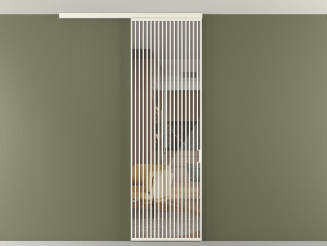 Перегородка Формато вдоль стены на потолок 1 створка АЛПР 040.06 Алюминий жемчужный Рефлективное прозрачное стекло "Стопсол", калёное Цена 39306480 so'm | Volhovec