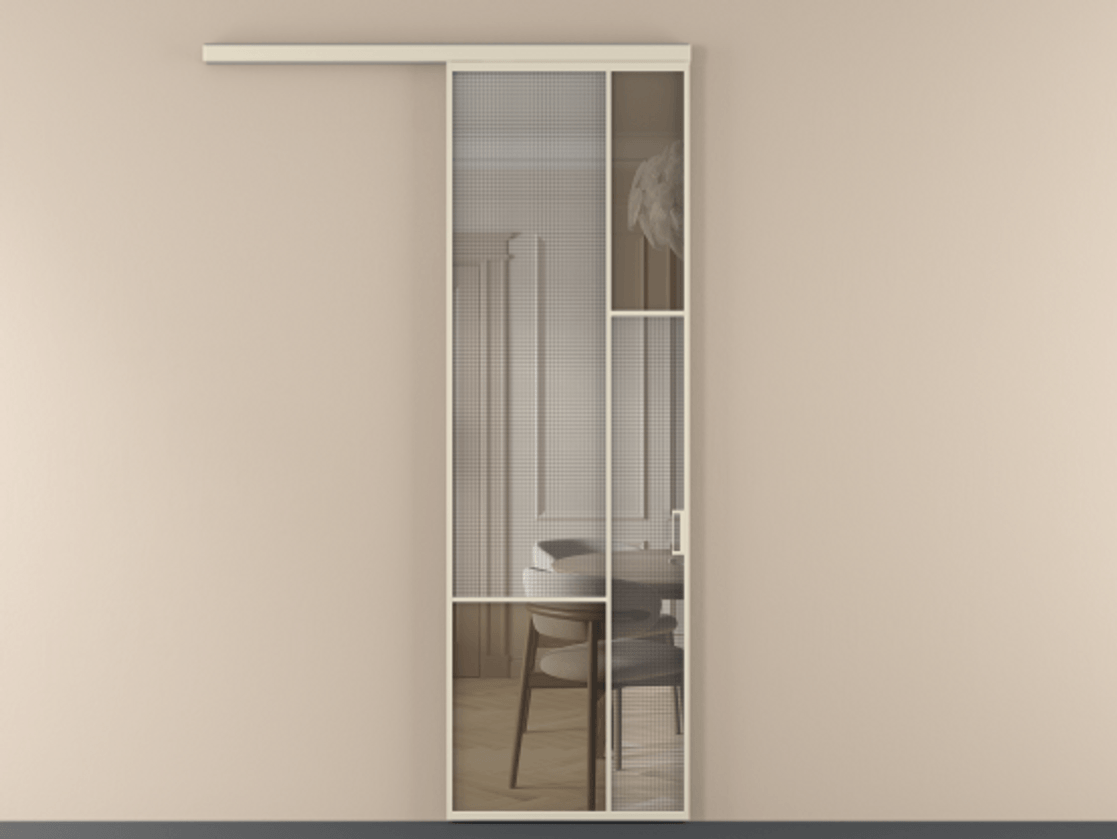 Перегородка Mosaic вдоль стены 1 створка АЛПР 041.12 Алюминий бежево-серый Декоративное стекло с сеткой "Mesh silver", триплекс, 6 мм + Прозрачное бронзовое стекло, триплекс. Цена 29035090 so'm . Фабрика дверей Волховец 8 (800) 551 43 19 Перегородка Mosaic вдоль стены 1 створка АЛПР 041.12 Алюминий бежево-серый Декоративное стекло с сеткой "Mesh silver", триплекс, 6 мм + Прозрачное бронзовое стекло, триплекс Цена 29035090 so'm | Volhovec