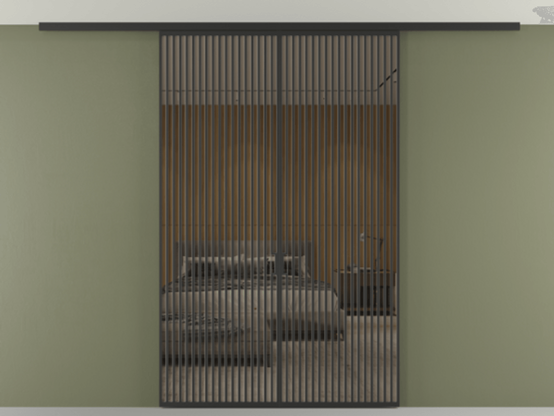 Перегородка Формато вдоль стены на потолок 2 створки АЛПР 040.06 Алюминий Черный Рефлективное бронзовое стекло "Стопсол", калёное Цена 89352480 so'm | Volhovec