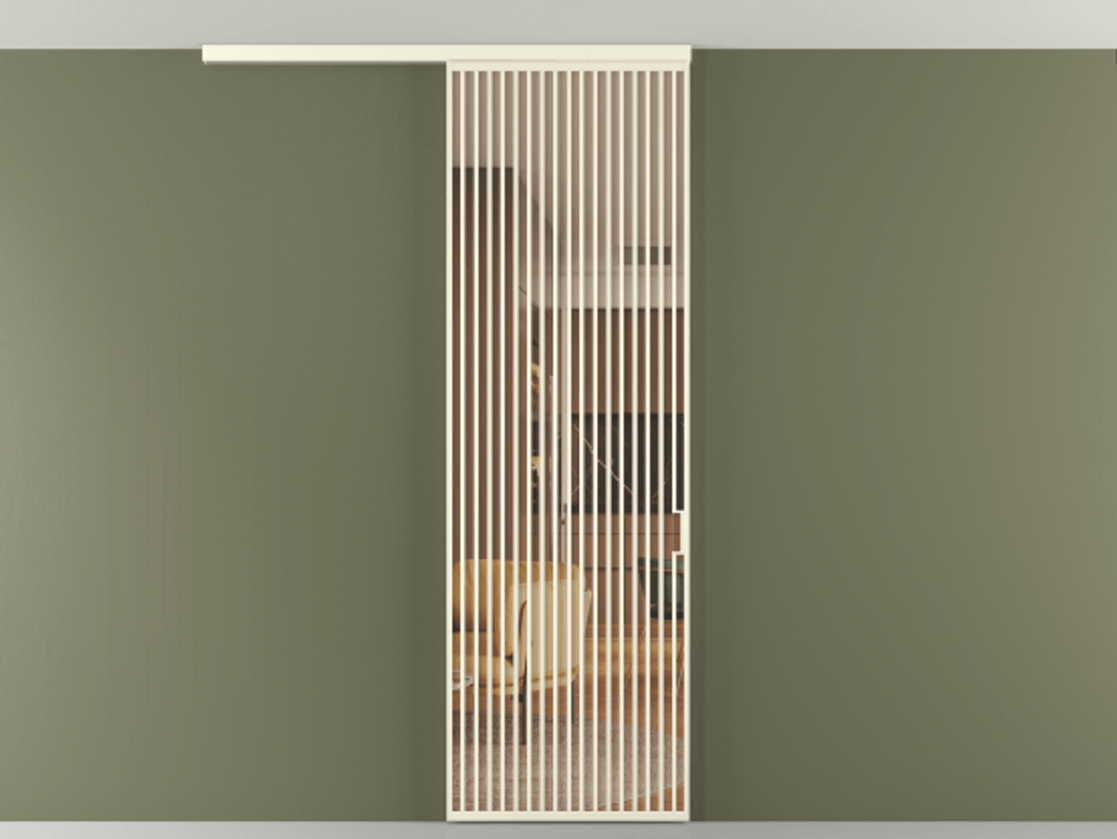 Перегородка Formato вдоль стены на потолок 1 створка АЛПР 040.06 Алюминий молочно-белый Прозрачное оранжевое стекло, триплекс Цена 38007260 so'm | Volhovec