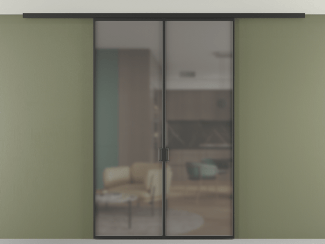 Перегородка Formato вдоль стены на потолок двустворчатая #VENDORCODE# #FURNISH# #GLASS# Цена #PRICE# #CURRENCY# | Volhovec