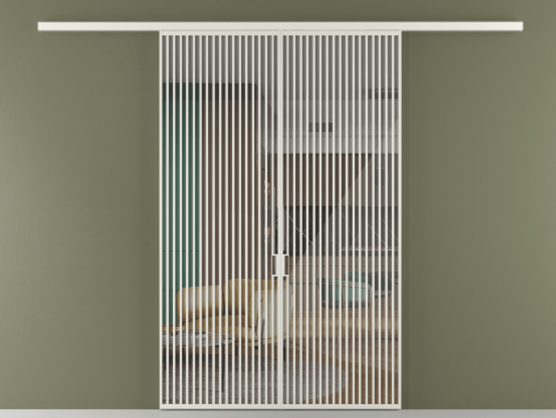 Перегородка Формато вдоль стены 2 створки АЛПР 040.06 Алюминий серый Рефлективное прозрачное стекло "Стопсол", калёное Цена 90335000 so'm | Volhovec