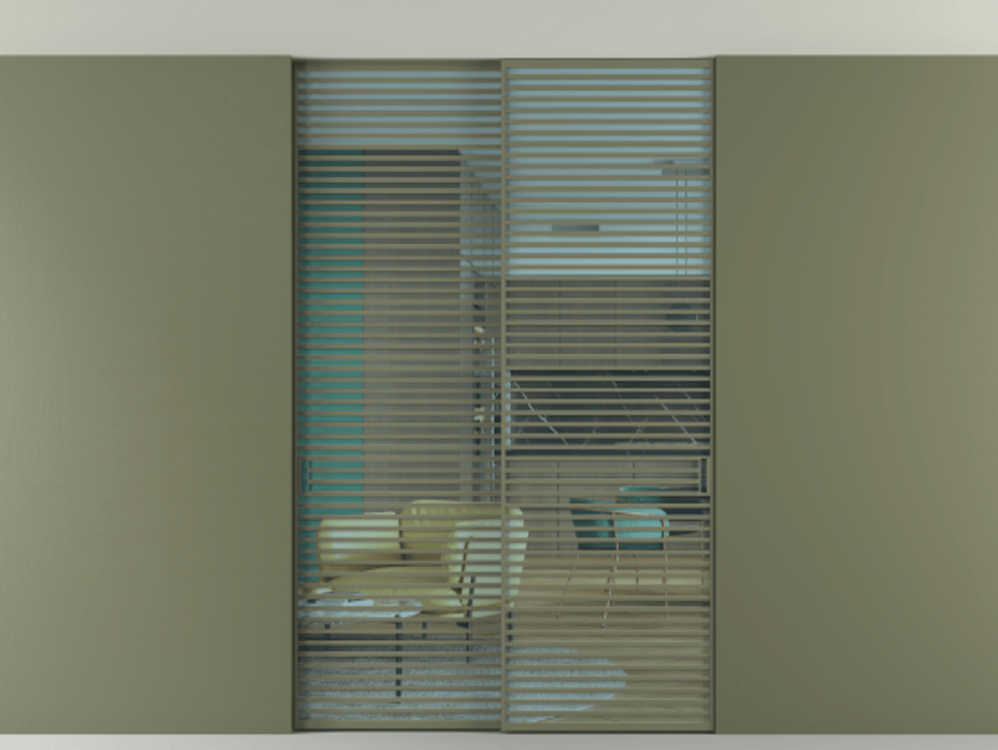 Перегородка Формато внутри проёма скрытое крепление в потолок 2 створки АЛПР 040.07 Алюминий оливковый тёмный Прозрачное голубое стекло, триплекс Цена 83212750 so'm | Volhovec