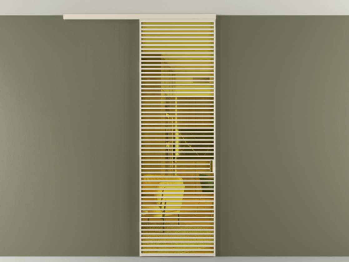 Перегородка Formato вдоль стены на потолок 1 створка АЛПР 040.07 Алюминий бежево-серый Прозрачное жёлтое стекло, триплекс Цена 187228 ₽ | Volhovec