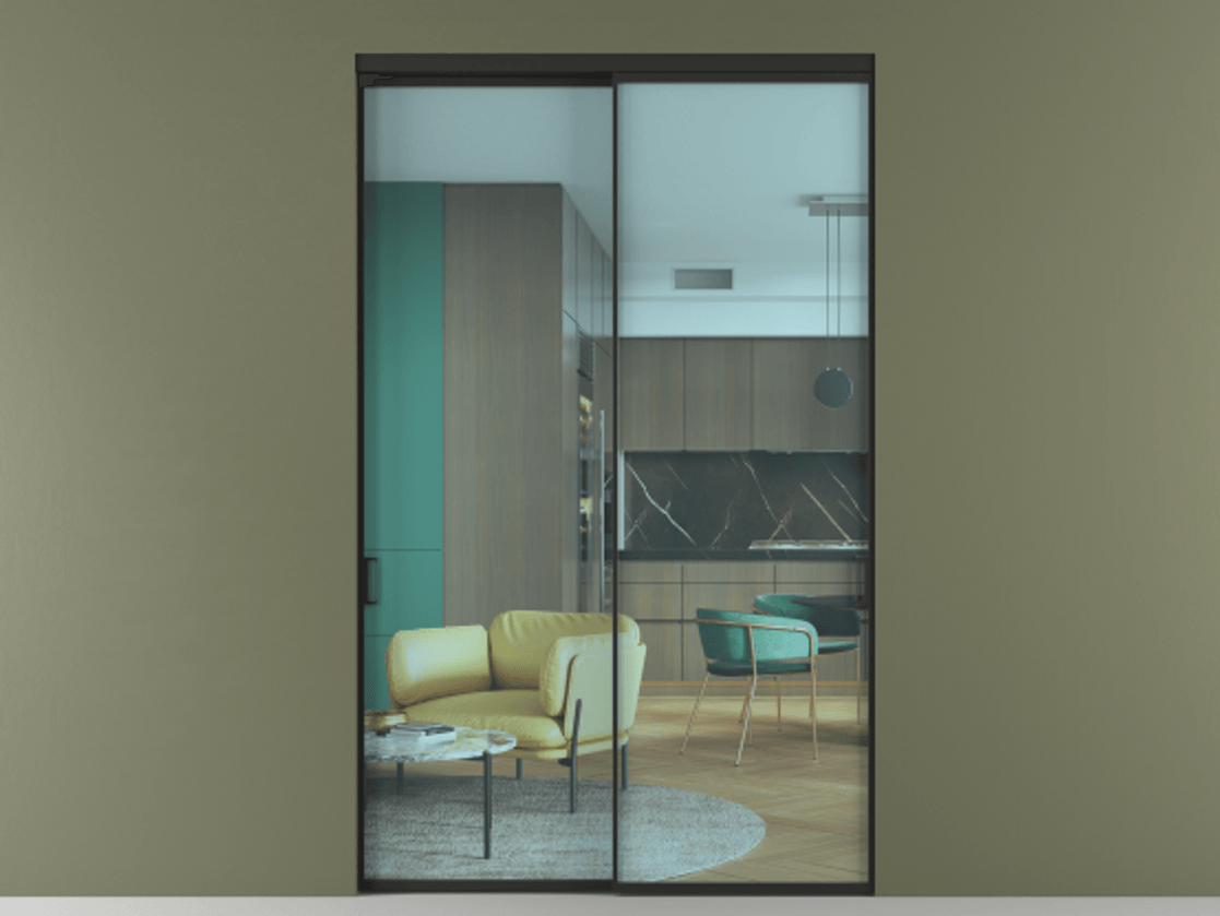 Перегородка Formato внутри проёма 2 створки АЛПР 040.01 Алюминий Черный Прозрачное голубое стекло, триплекс Цена 81865840 so'm  | Volhovec