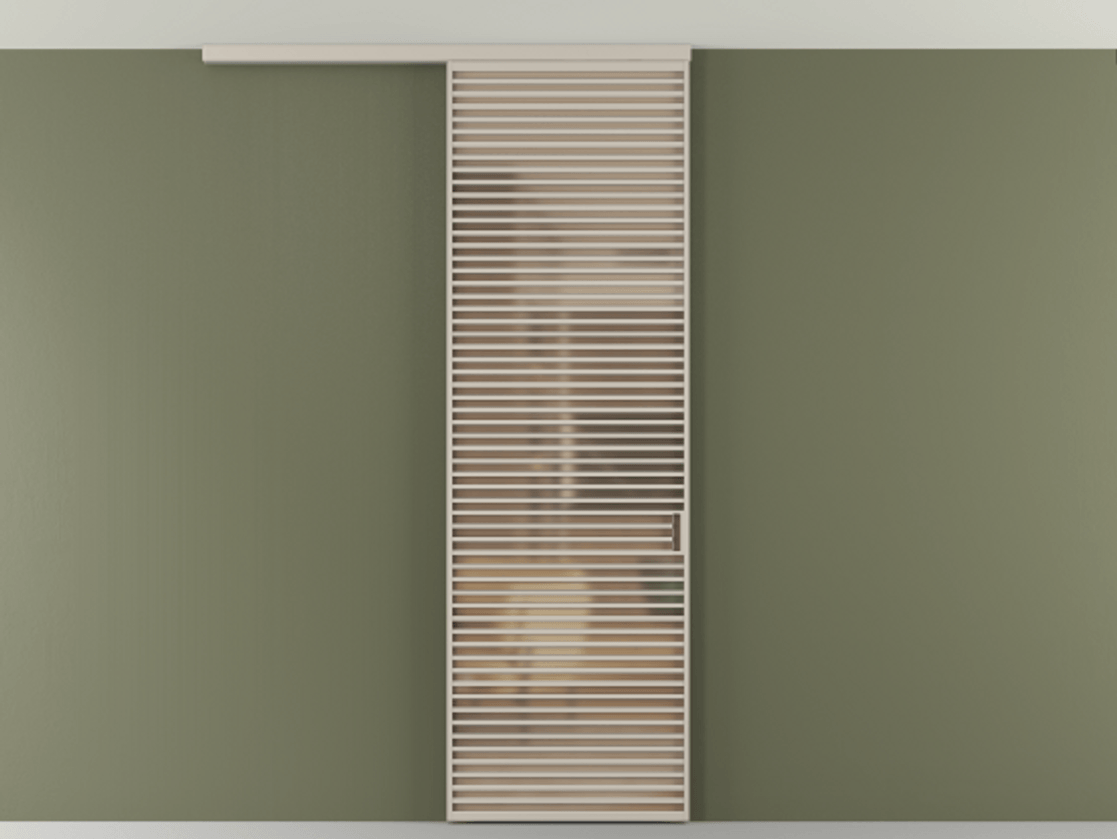 Перегородка Formato вдоль стены на потолок 1 створка АЛПР 040.07 Алюминий светло-бежевый Сатинированное оранжевое стекло, триплекс Цена 38007260 so'm | Volhovec