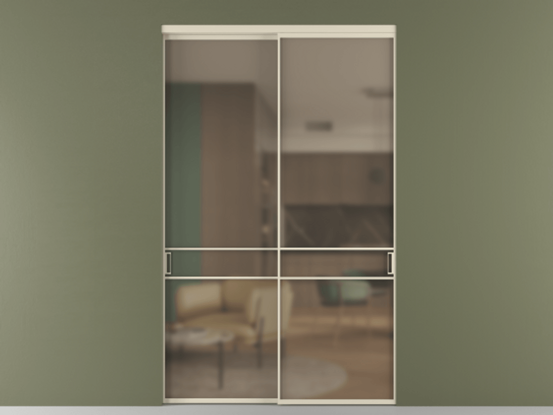 Перегородка Formato внутри проёма 2 створки АЛПР 040.02 Алюминий бежево-серый Сатинированное бронзовое стекло, триплекс Цена 93846900 so'm  | Volhovec