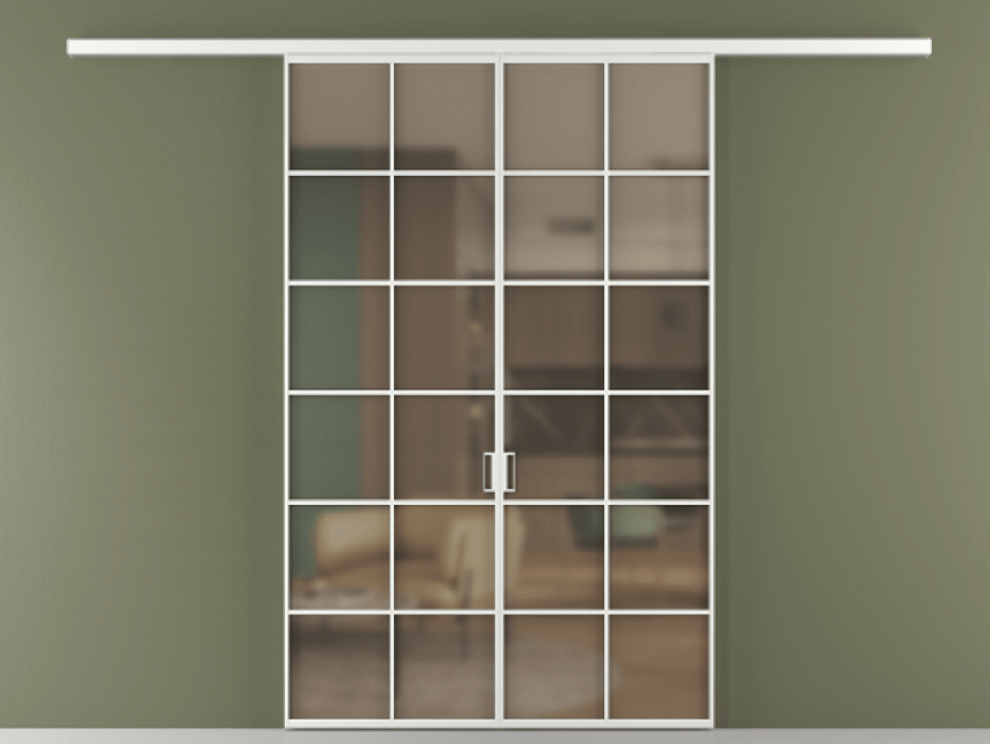 Перегородка Formato вдоль стены 2 створки АЛПР 040.05 Алюминий белоснежный Сатинированное бронзовое стекло, триплекс Цена 50465800 so'm | Volhovec