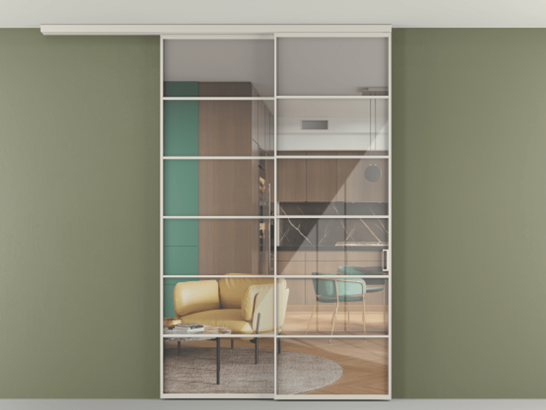 Перегородка Формато вдоль стены на потолок 2 створки с синхронным механизмом АЛПР 040.04 Алюминий облачно-серый Рефлективное прозрачное стекло "Стопсол", калёное. Цена 61814310 so'm 1. Полотно 2 шт. (800/2100 мм)
2. Комплект установки раздвижной системы
3. Базовый комплект фурнитуры
4.Ручка Рондо. Фабрика дверей Волховец 8 (800) 551 43 19 Перегородка Формато вдоль стены на потолок 2 створки с синхронным механизмом АЛПР 040.04 Алюминий облачно-серый Рефлективное прозрачное стекло "Стопсол", калёное Цена 61814310 so'm | Volhovec