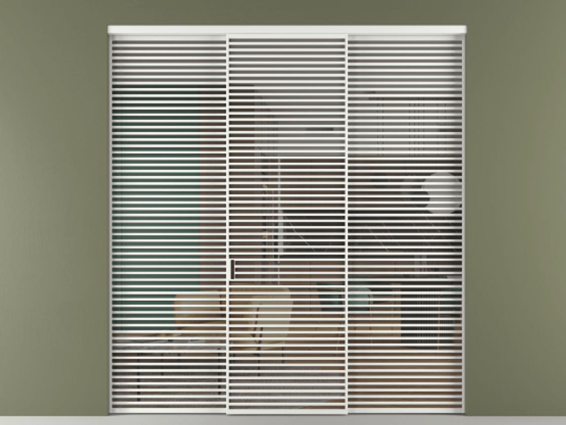 Перегородка Формато внутри проёма 3 створки АЛПР 040.07 Алюминий белоснежный Прозрачное серое стекло, триплекс Цена 98199220 so'm | Volhovec