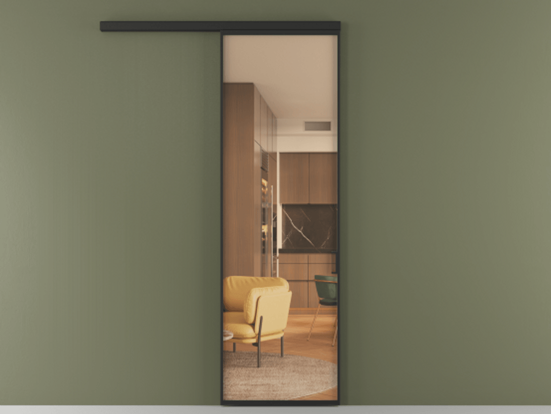 Перегородка Formato вдоль стены 1 створка АЛПР 040.01 Алюминий Черный Прозрачное оранжевое стекло, триплекс Цена 19841220 so'm  | Volhovec