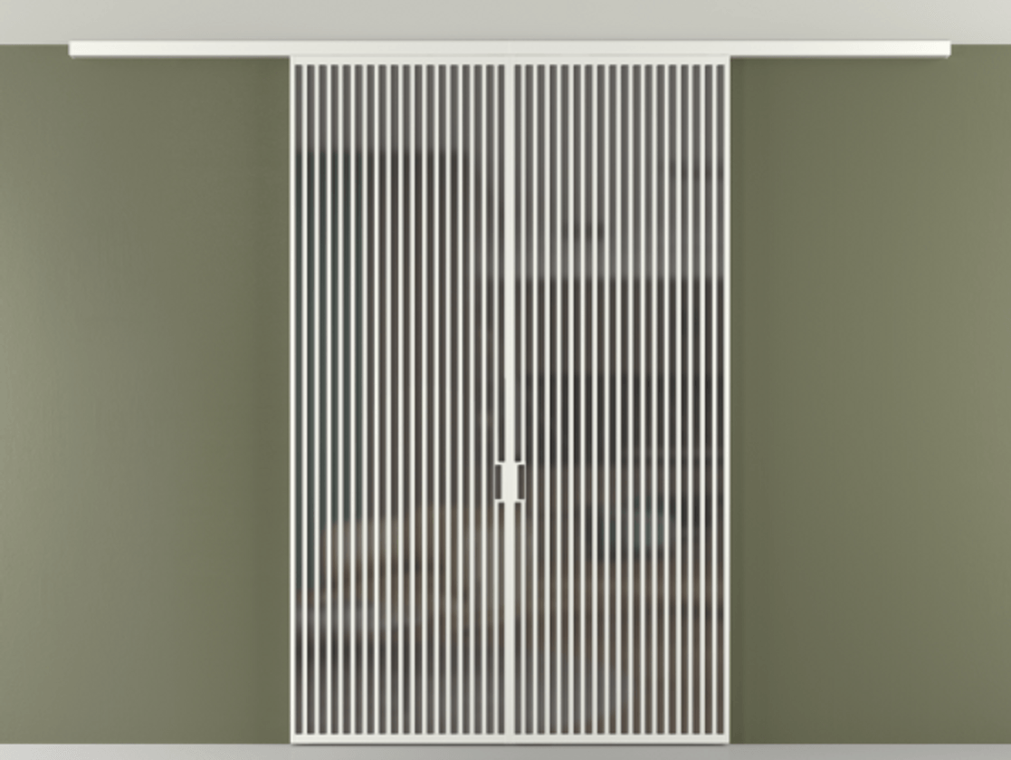 Перегородка Формато вдоль стены на потолок 2 створки АЛПР 040.06 Алюминий светло-серый Сатинированное серое стекло, триплекс Цена 90034560 so'm | Volhovec