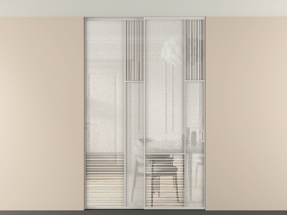 Перегородка Мозаик внутри проёма скрытое крепление в потолок 2 створки АЛПР 041.12 Алюминий тёплый серый Рифлёное стекло "Дюна", триплекс, 6 мм + Фактурное стекло "Лёд", триплекс. Цена 69137740 so'm . Фабрика дверей Волховец 8 (800) 551 43 19 Перегородка Мозаик внутри проёма скрытое крепление в потолок 2 створки АЛПР 041.12 Алюминий тёплый серый Рифлёное стекло "Дюна", триплекс, 6 мм + Фактурное стекло "Лёд", триплекс Цена 69137740 so'm | Volhovec