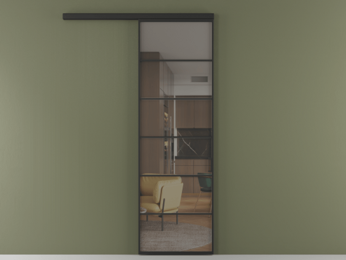 Перегородка Формато вдоль стены 1 створка АЛПР 040.04 Алюминий Черный Прозрачное серое стекло, триплекс Цена 21887460 so'm  | Volhovec