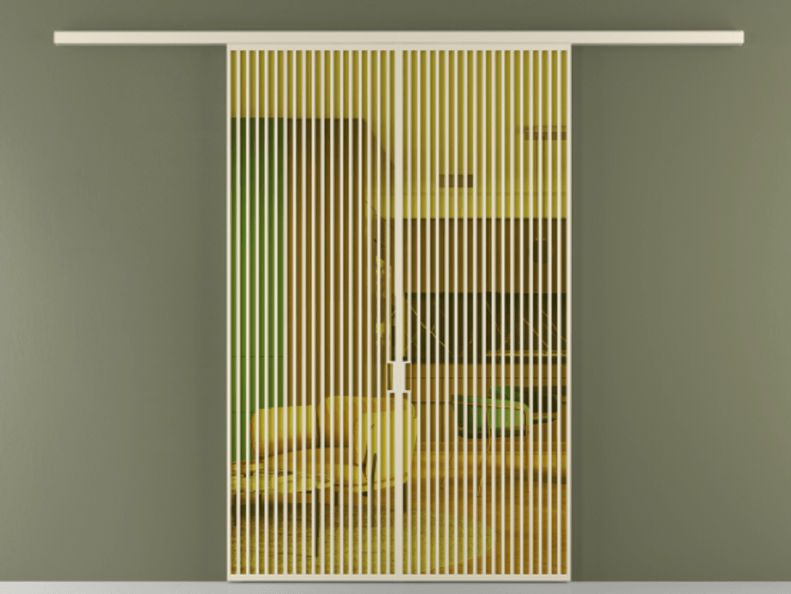 Перегородка Formato вдоль стены 2 створки АЛПР 040.06 Алюминий бежево-серый Прозрачное жёлтое стекло, триплекс Цена 87087000 so'm | Volhovec