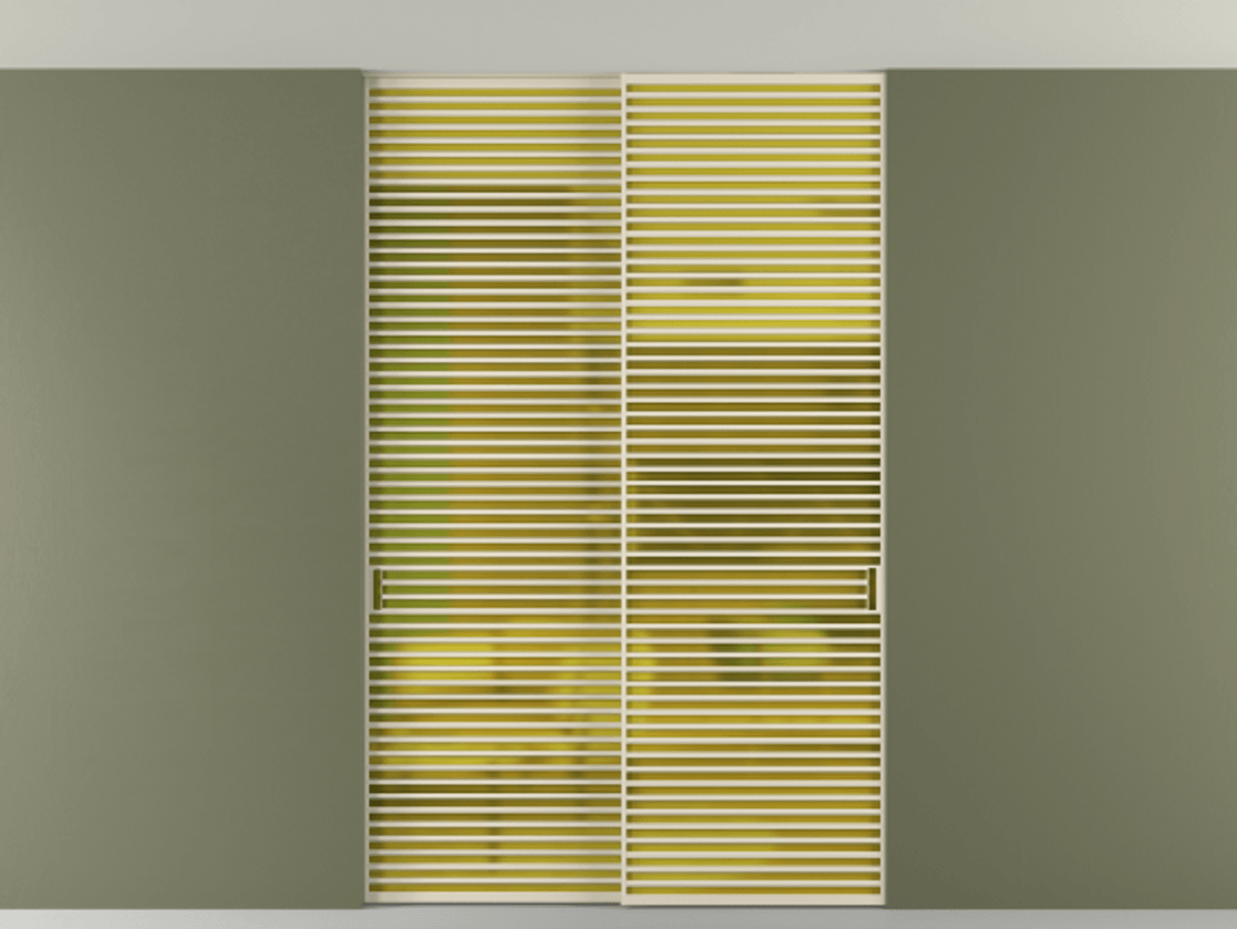 Перегородка Формато внутри проёма скрытое крепление в потолок 2 створки АЛПР 040.07 Алюминий бежево-серый Сатинированное жёлтое стекло, триплекс Цена 83212750 so'm | Volhovec