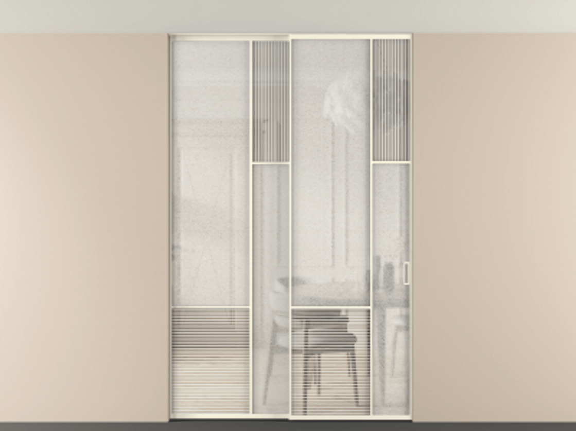 Перегородка Мозаик внутри проёма скрытое крепление в потолок 2 створки АЛПР 041.12 Алюминий молочно-белый Рифлёное стекло "Дюна", триплекс, 6 мм + Фактурное стекло "Лёд", триплекс. Цена 69137740 so'm . Фабрика дверей Волховец 8 (800) 551 43 19 Перегородка Мозаик внутри проёма скрытое крепление в потолок 2 створки АЛПР 041.12 Алюминий молочно-белый Рифлёное стекло "Дюна", триплекс, 6 мм + Фактурное стекло "Лёд", триплекс Цена 69137740 so'm | Volhovec