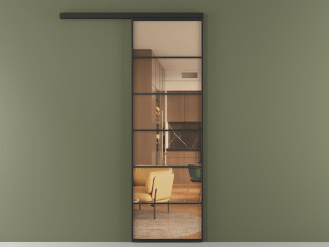 Перегородка Формато вдоль стены 1 створка АЛПР 040.04 Алюминий Черный Прозрачное оранжевое стекло, триплекс Цена 21887460 so'm  | Volhovec