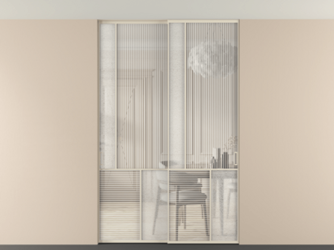 Перегородка Мозаик внутри проёма скрытое крепление в потолок 2 створки АЛПР 041.20 Алюминий бежево-серый Рифлёное стекло "Дюна", триплекс, 6 мм + Фактурное стекло "Лёд", триплекс. Цена 69137740 so'm . Фабрика дверей Волховец 8 (800) 551 43 19 Перегородка Мозаик внутри проёма скрытое крепление в потолок 2 створки АЛПР 041.20 Алюминий бежево-серый Рифлёное стекло "Дюна", триплекс, 6 мм + Фактурное стекло "Лёд", триплекс Цена 69137740 so'm | Volhovec