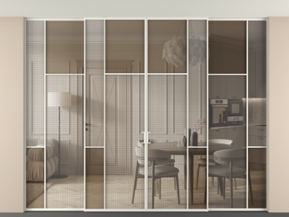 Перегородка Mosaic внутри проема четырёхстворчатая в потолок #VENDORCODE# #FURNISH# #GLASS# Цена #PRICE# #CURRENCY# | Volhovec