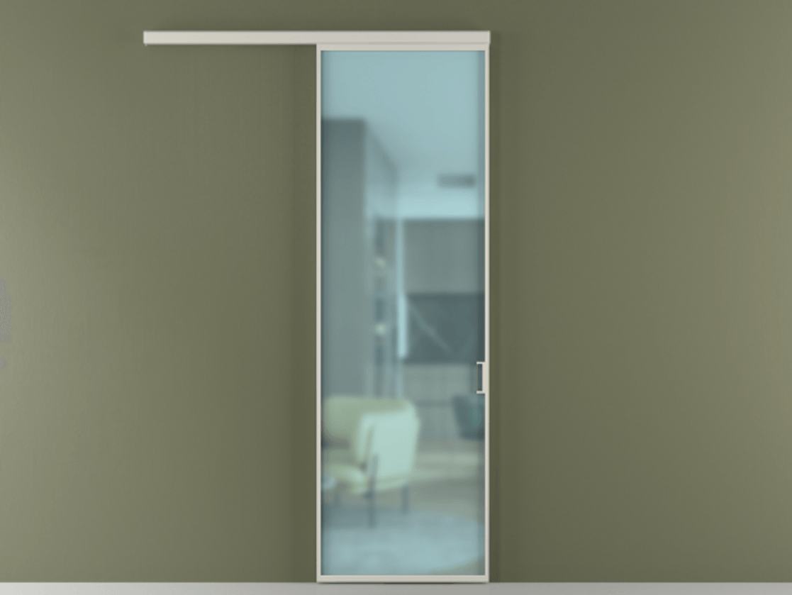 Перегородка Formato вдоль стены 1 створка АЛПР 040.01 Алюминий тёплый серый Сатинированное голубое стекло, триплекс Цена 23487100 so'm  | Volhovec