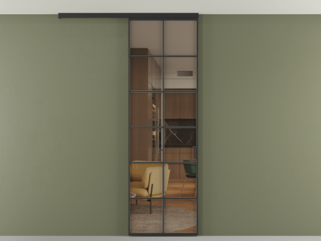 Перегородка Formato вдоль стены на потолок одностворчатая #VENDORCODE# #FURNISH# #GLASS# Цена #PRICE# #CURRENCY# | Volhovec