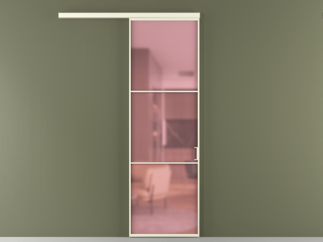 Перегородка Формато вдоль стены 1 створка АЛПР 040.03 Алюминий молочно-белый Сатинированное розовое стекло, триплекс Цена 21534240 so'm  | Volhovec