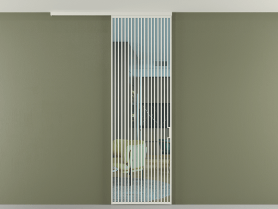 Перегородка Формато вдоль стены на потолок 1 створка АЛПР 040.06 Алюминий Белый Прозрачное голубое стекло, триплекс Цена 34542480 so'm | Volhovec