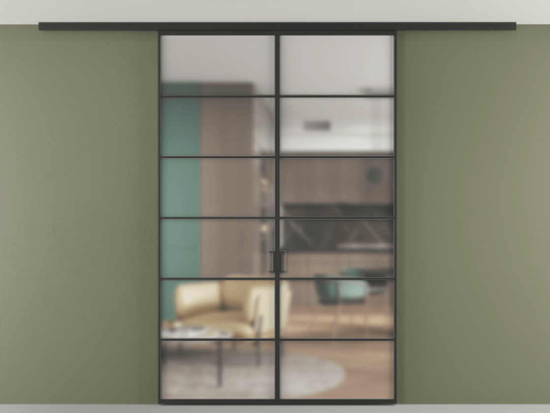 Перегородка Formato вдоль стены на потолок двустворчатая #VENDORCODE# #FURNISH# #GLASS# Цена #PRICE# #CURRENCY# | Volhovec