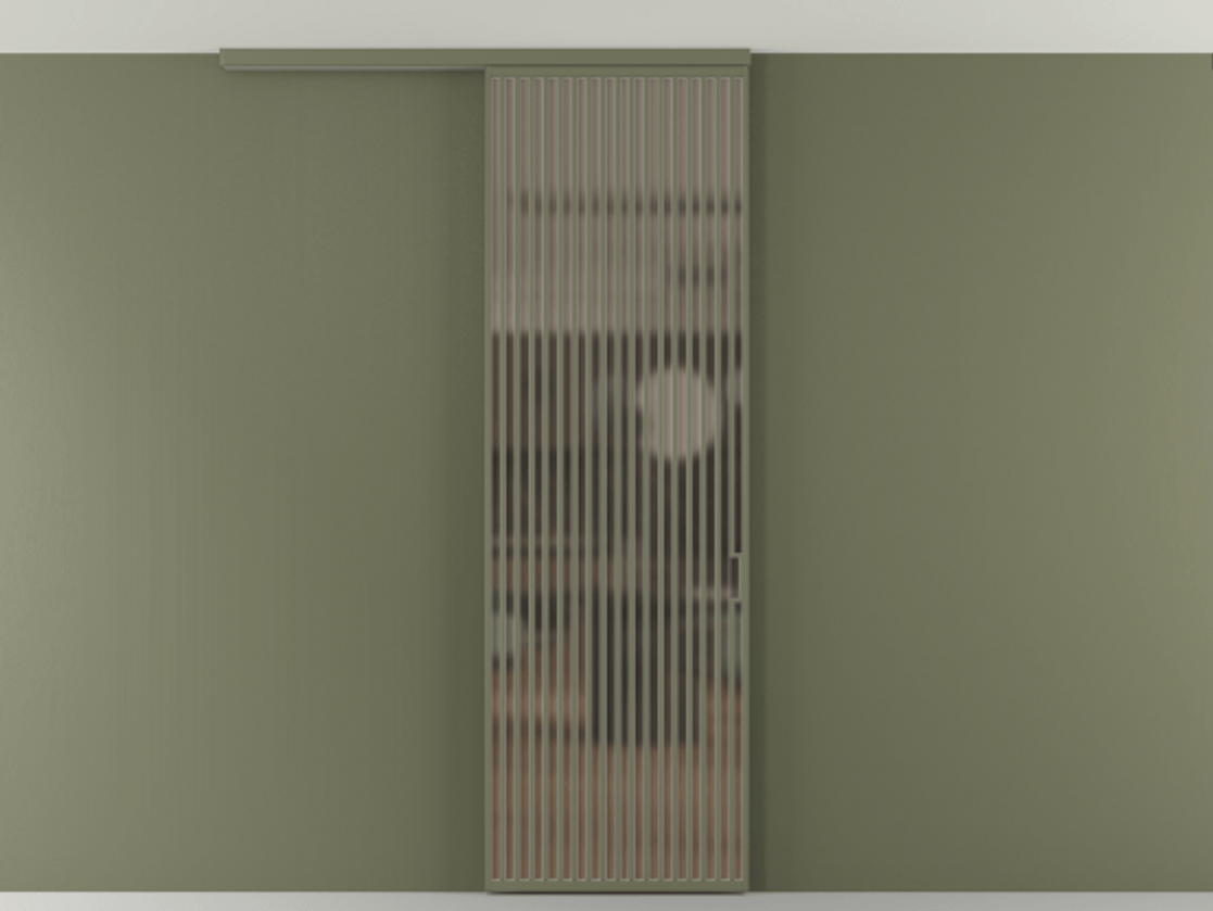 Перегородка Формато вдоль стены на потолок 1 створка АЛПР 040.06 Алюминий оливковый тёмный Сатинированное бронзовое стекло, триплекс Цена 38007280 so'm | Volhovec