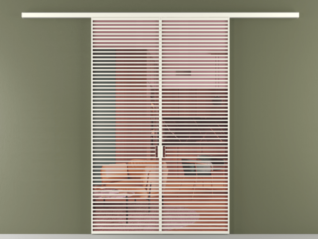 Перегородка Formato вдоль стены 2 створки АЛПР 040.07 Алюминий жемчужный Прозрачное розовое стекло, триплекс Цена 69517350 so'm | Volhovec